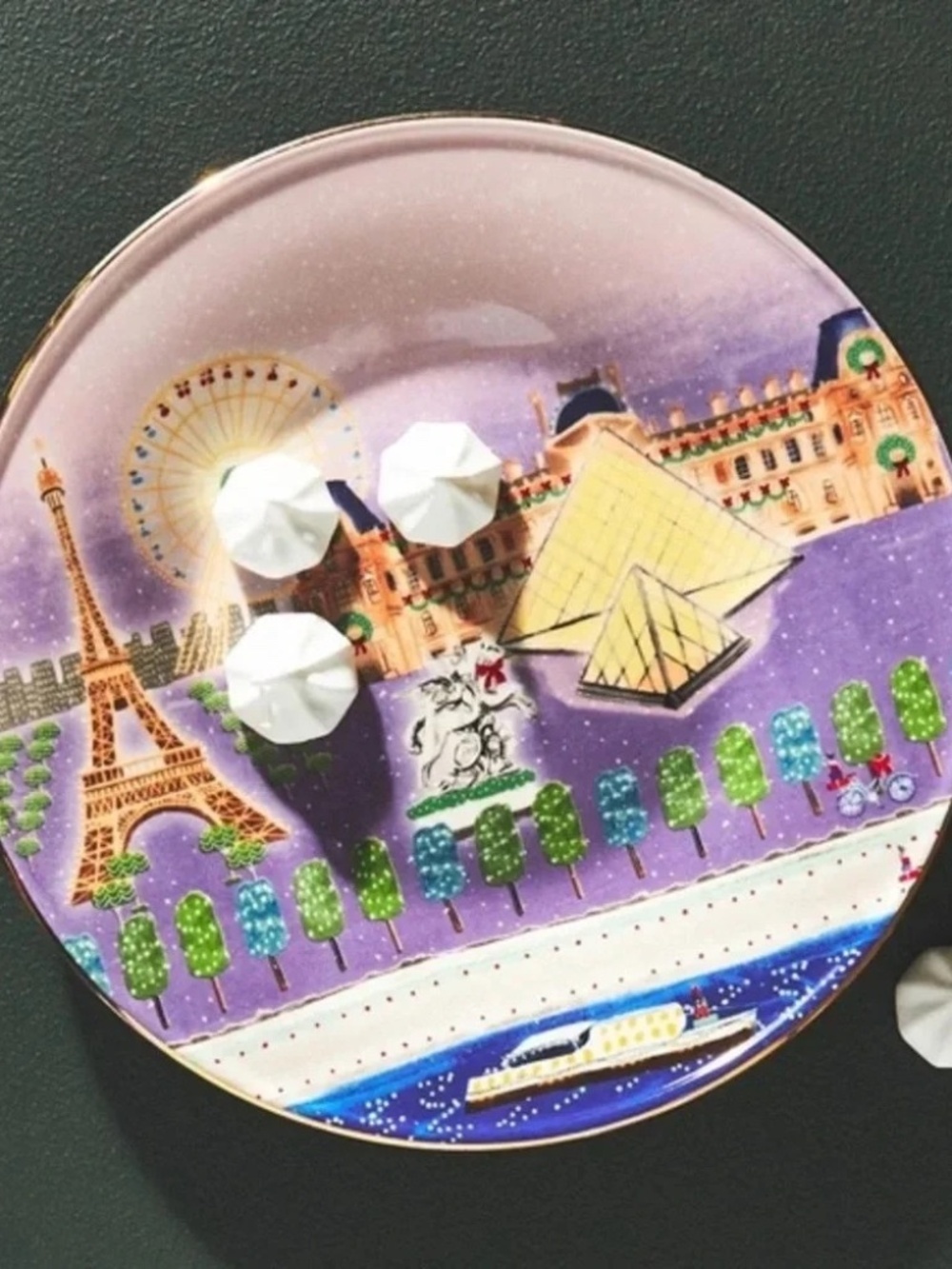 NWT 2023  Anthropologie Holiday In the City Paris Dessert Plate